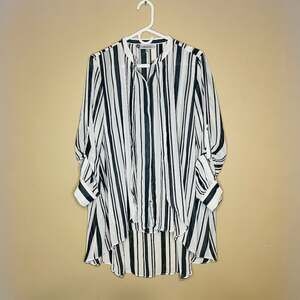 J.Lo Lg Jennifer Lopez Blouse Shear Layered 3/4 long sleeve button front